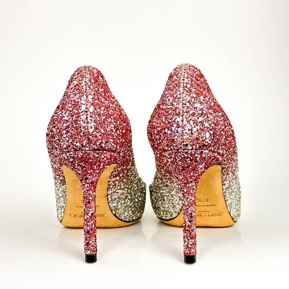 Jimmy Choo Pink and Silver Glitter Heels - Picture 7 of 12